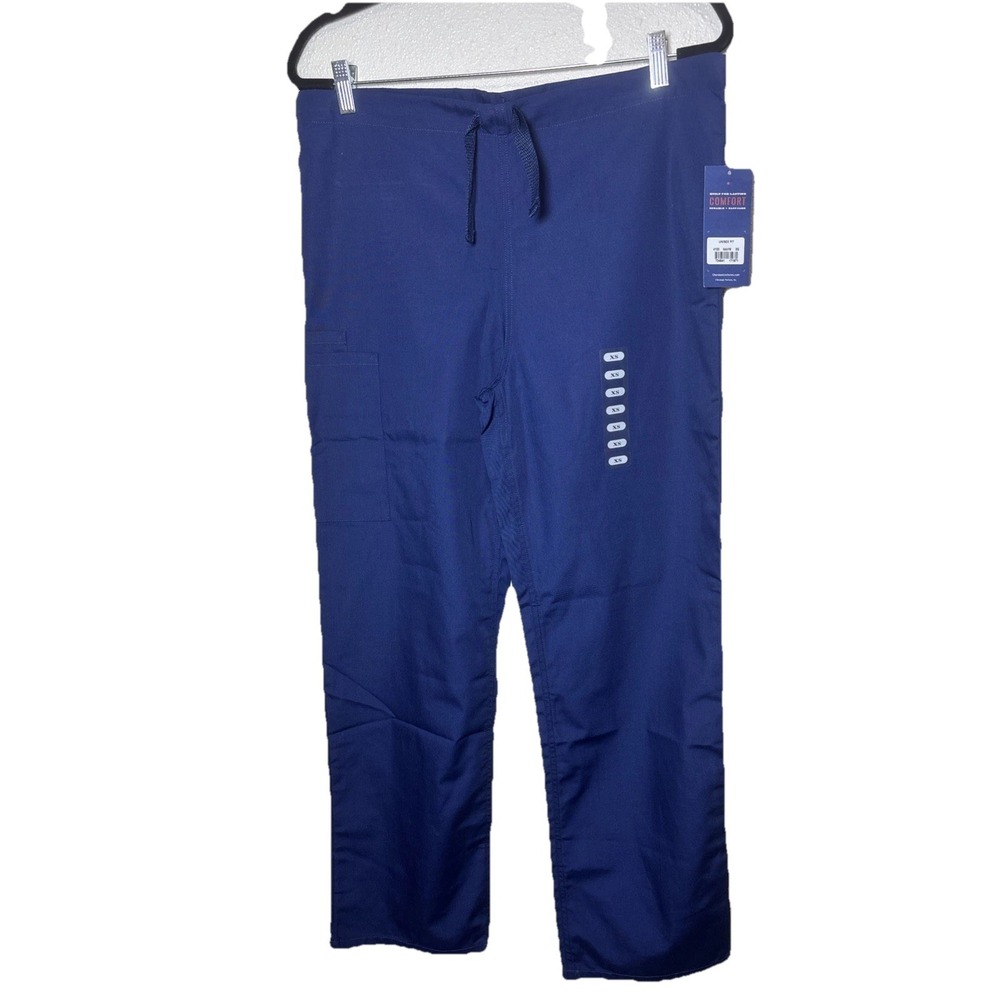 Cherokee Workwear Scrubs Pants Drawstring #4100 Navy blue Pockets Unisex Size XS
